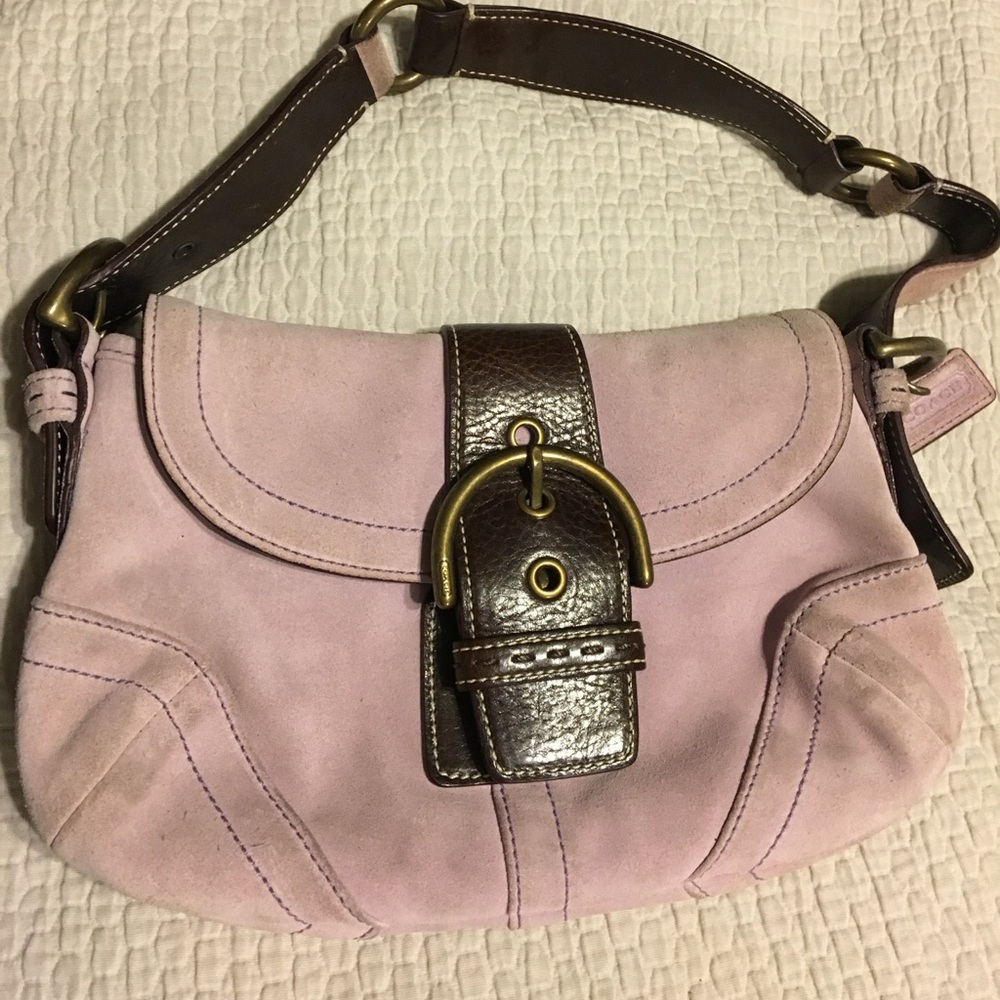 Lavender suede coach purse